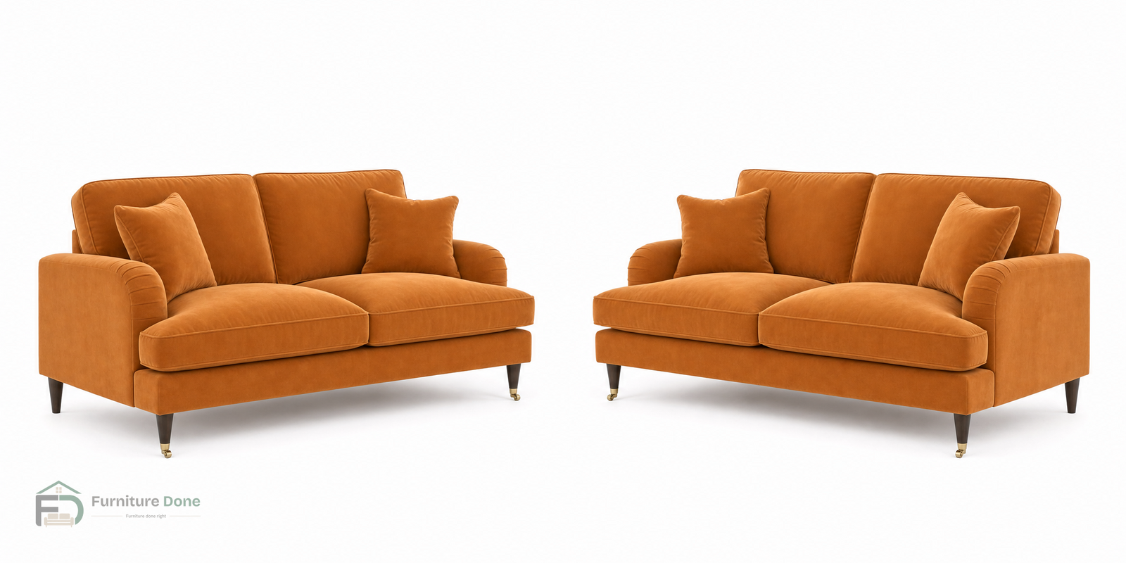 Payton 2+2 Sofa Set in Plush Velvet Burnt Orange — Furniture Done