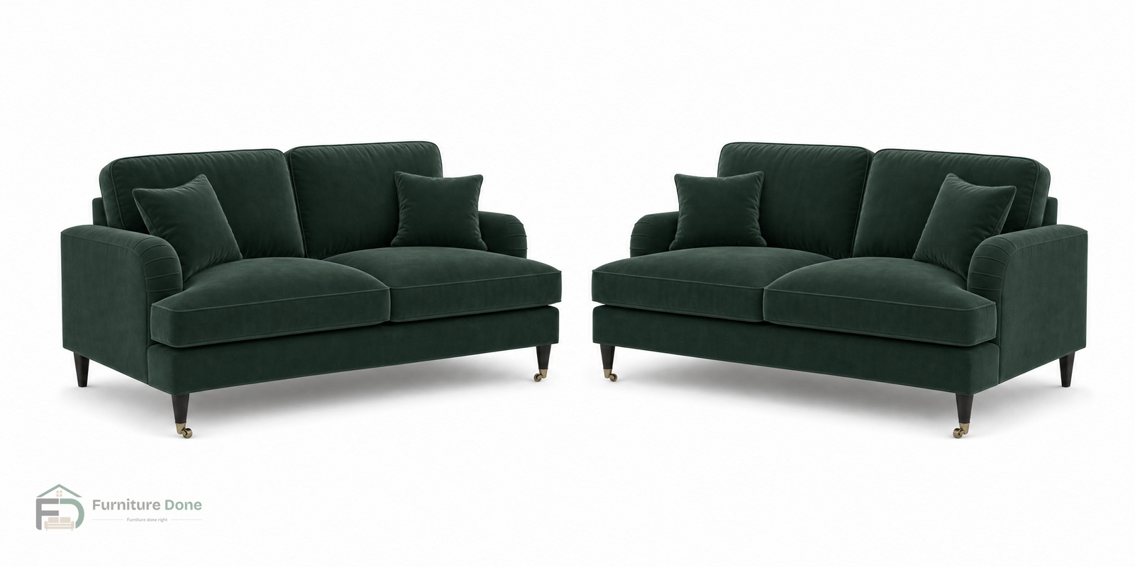 Payton 2+2 Sofa Set in Plush Velvet Green — Furniture Done