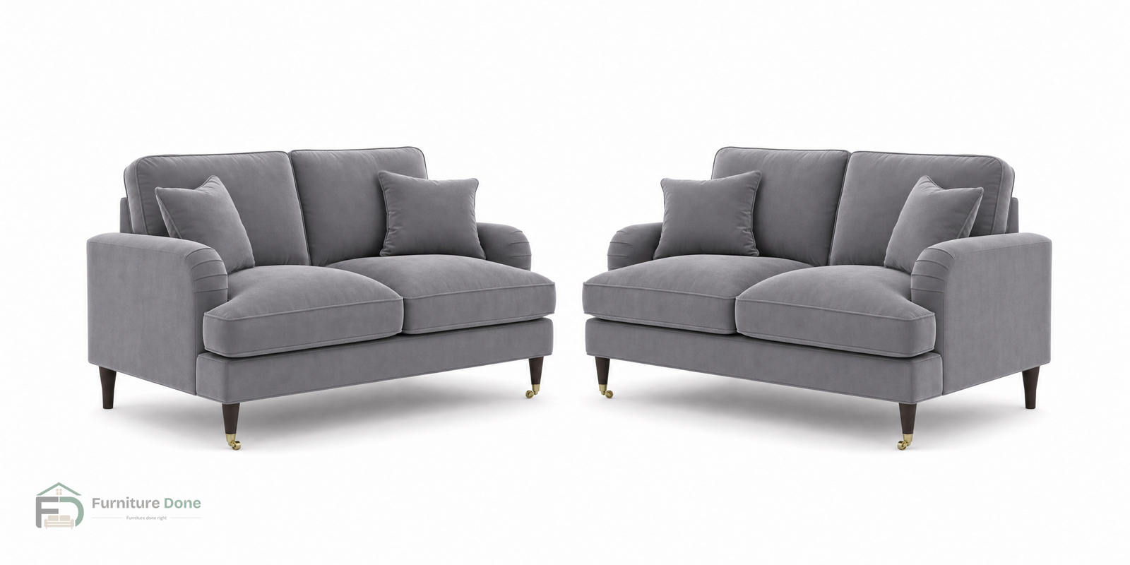 Payton 2+2 Sofa Set in Plush Velvet Grey — Furniture Done