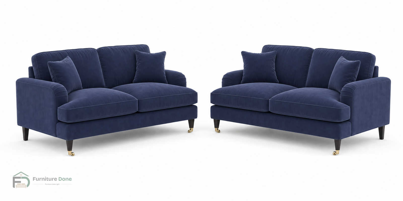 Payton 2+2 Sofa Set in Plush Velvet Navy — Furniture Done