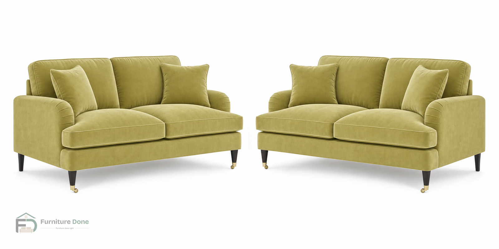 Payton 2+2 Sofa Set in Plush Velvet Olive — Furniture Done