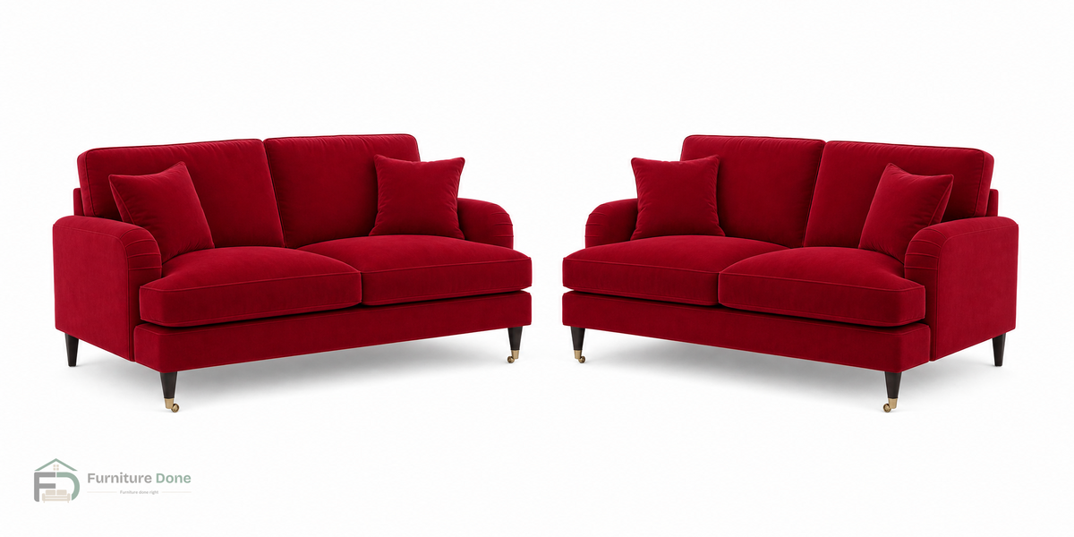 Payton 2+2 Sofa Set in Plush Velvet Red — Furniture Done