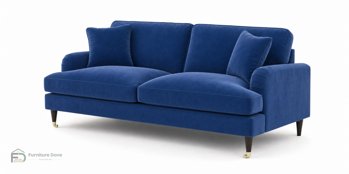 Payton 3 Seater Sofa in Plush Velvet Blue — Furniture Done