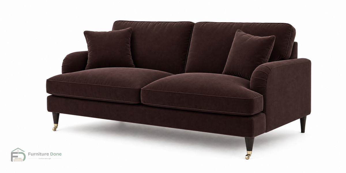 Payton 3 Seater Sofa in Plush Velvet Brown — Furniture Done