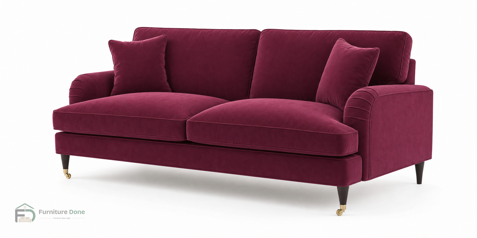 Payton 3 Seater Sofa in Plush Velvet Burgundy — Furniture Done