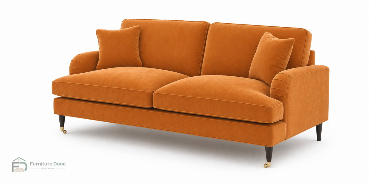 Payton 3 Seater Sofa in Plush Velvet Burnt Orange — Furniture Done