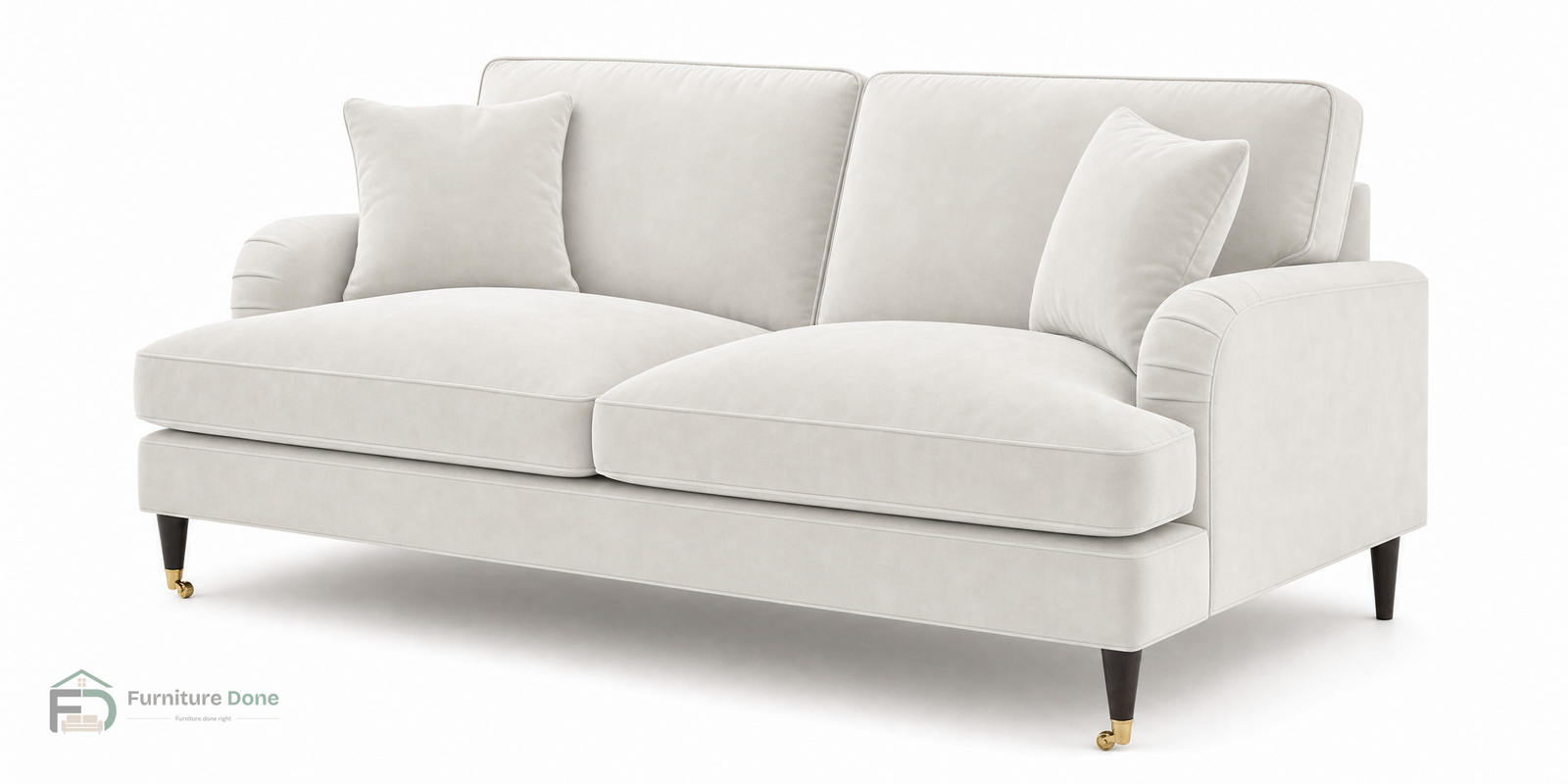 Payton 3 Seater Sofa in Plush Velvet Cream — Furniture Done
