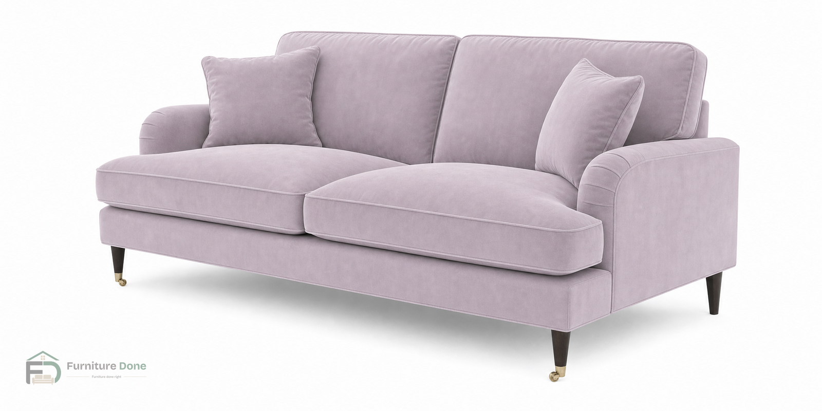 Payton 3 Seater Sofa in Plush Velvet Dusty Pink — Furniture Done