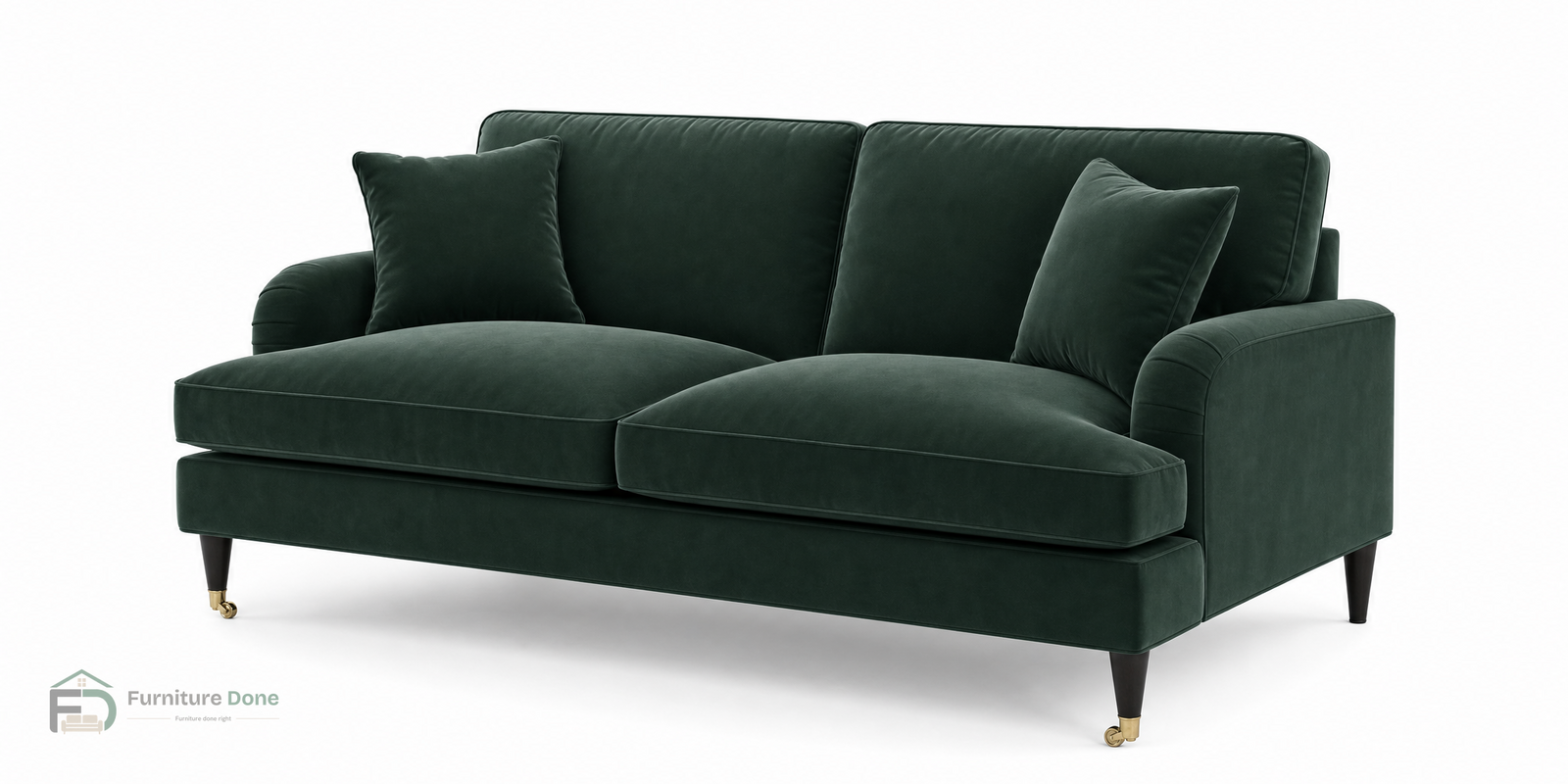 Payton 3 Seater Sofa in Plush Velvet Green — Furniture Done