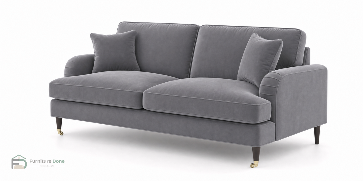 Payton 3 Seater Sofa in Plush Velvet Grey — Furniture Done
