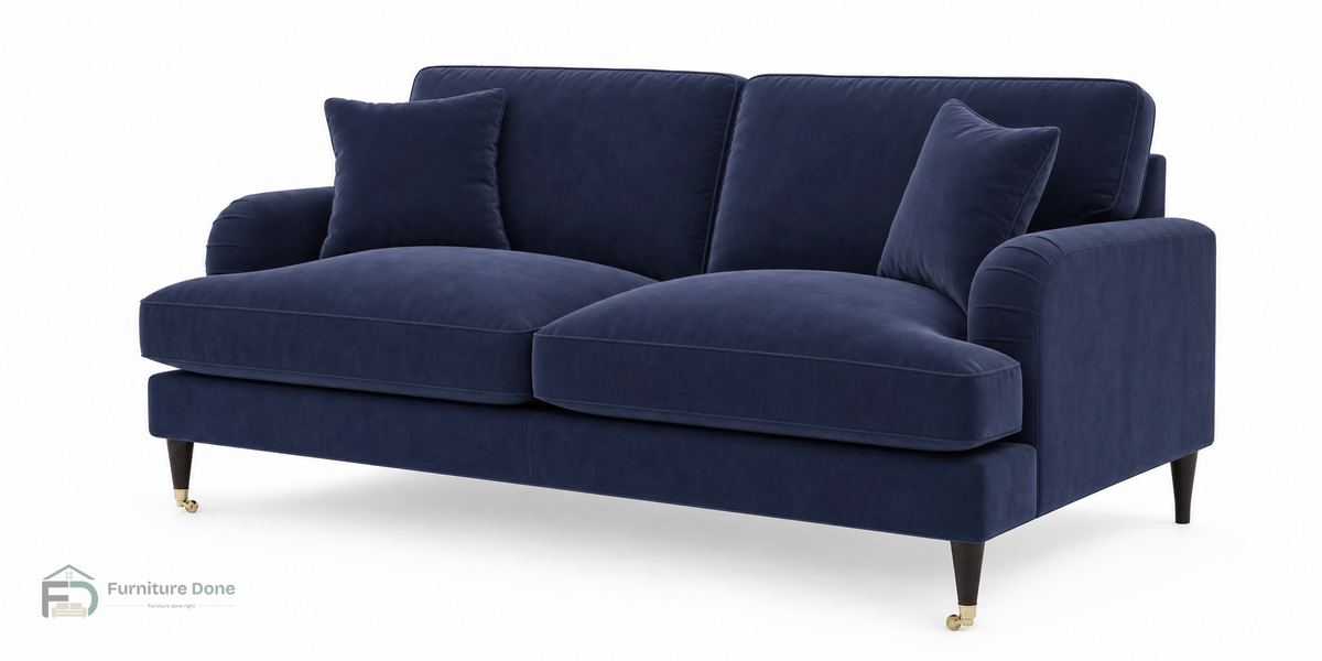 Payton 3 Seater Sofa in Plush Velvet Navy — Furniture Done