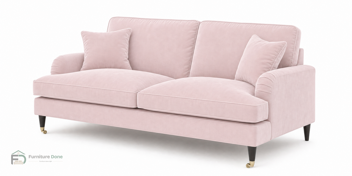 Payton 3 Seater Sofa in Plush Velvet Pink — Furniture Done
