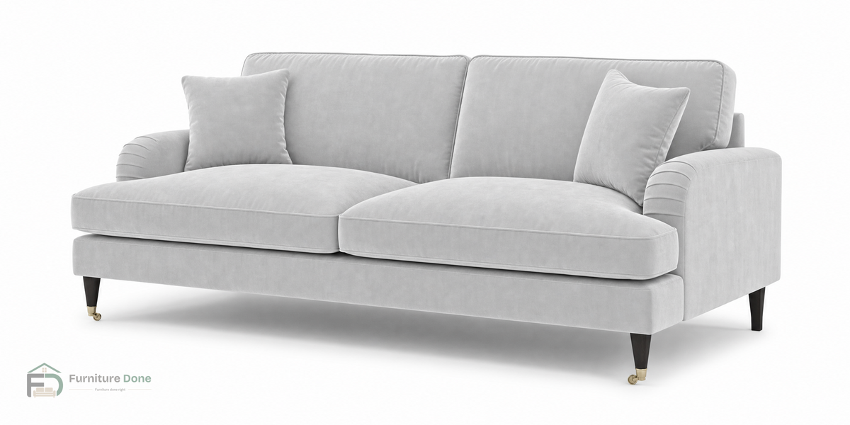 Payton 3 Seater Sofa in Plush Velvet Silver — Furniture Done