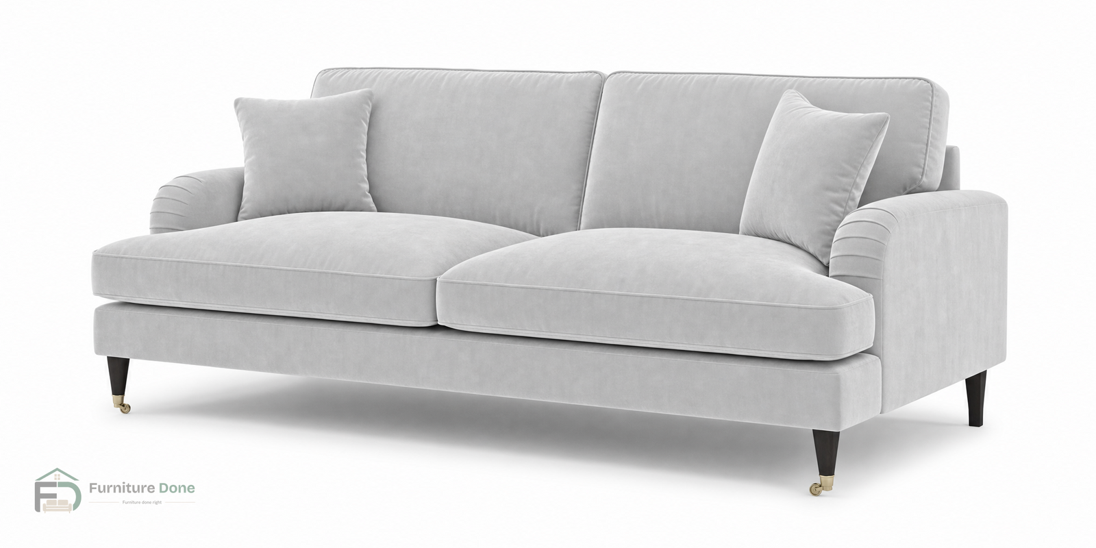 Payton 3 Seater Sofa in Plush Velvet Silver — Furniture Done