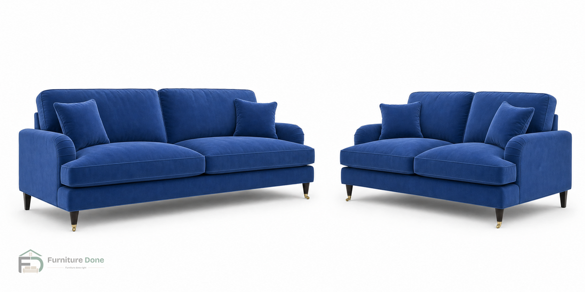 Payton 3+2 Sofa Set in Plush Velvet Blue — Furniture Done