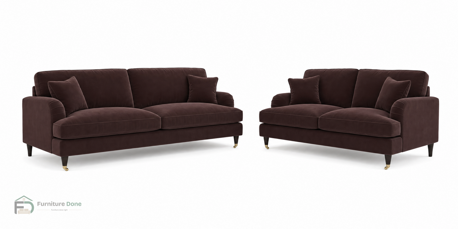 Payton 3+2 Sofa Set in Plush Velvet Brown — Furniture Done