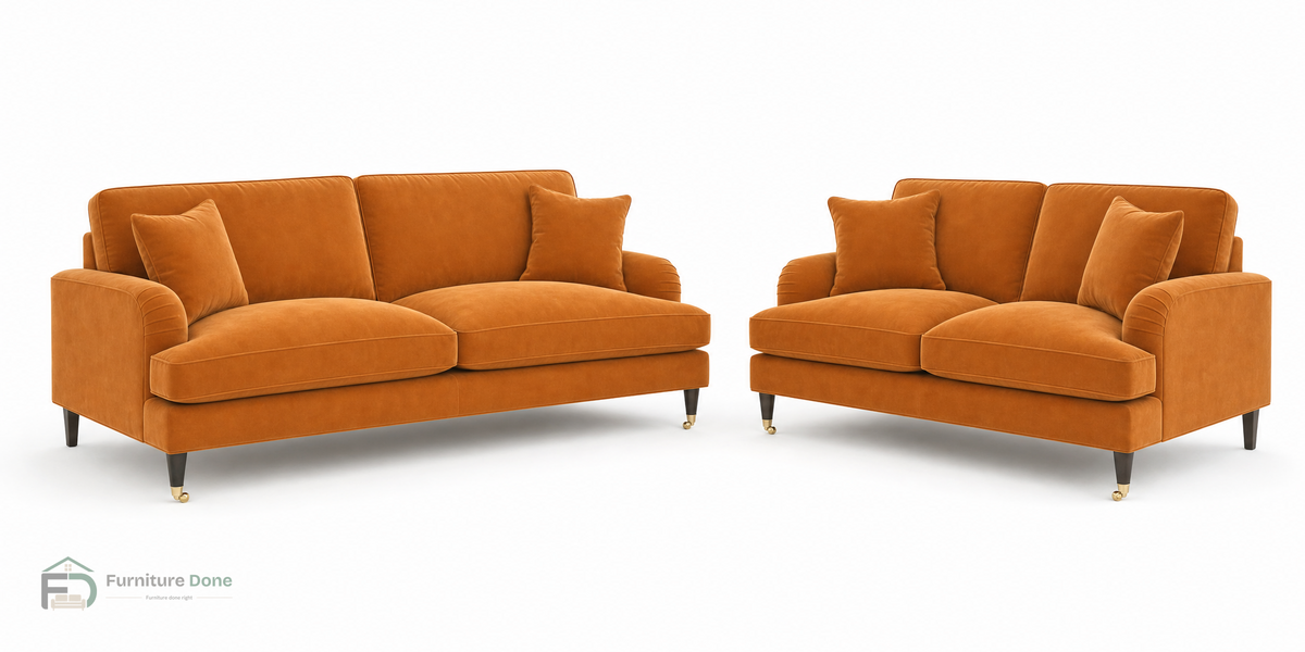Payton 3+2 Sofa Set in Plush Velvet Burnt Orange — Furniture Done