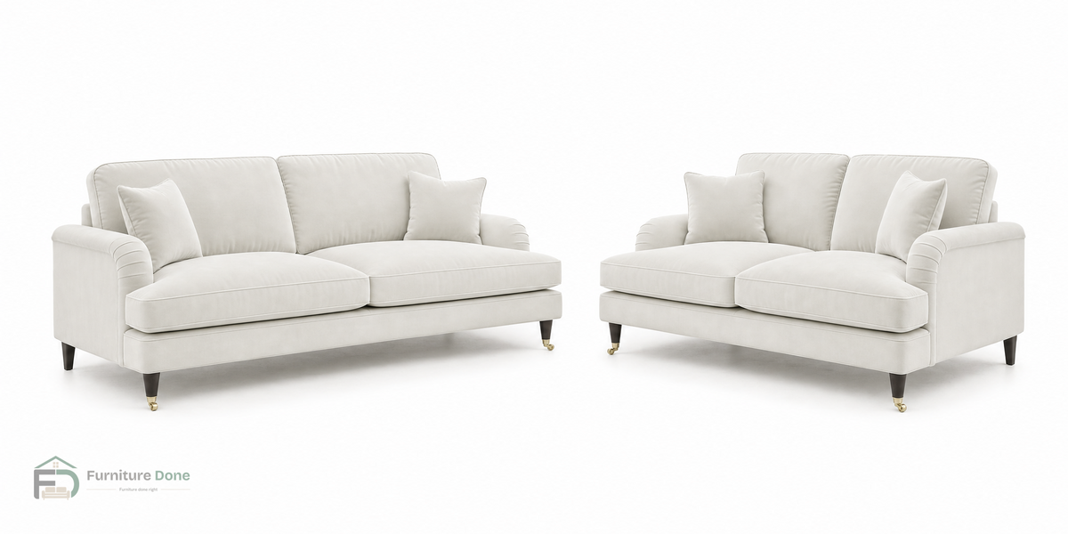 Payton 3+2 Sofa Set in Plush Velvet Cream — Furniture Done