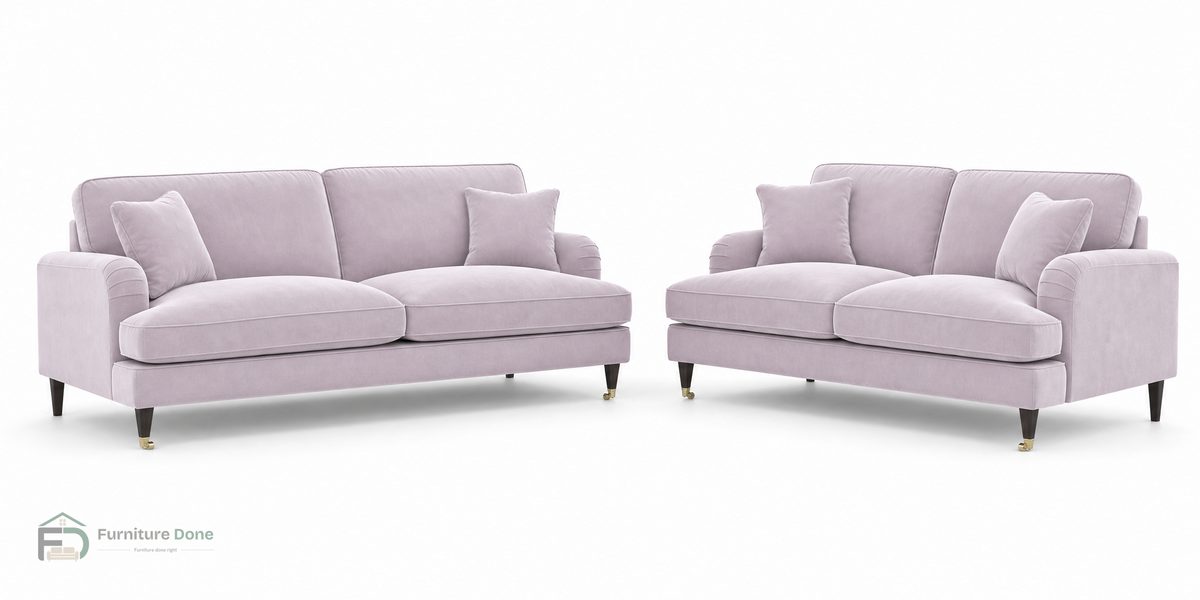 Payton 3+2 Sofa Set in Plush Velvet Dusty Pink — Furniture Done