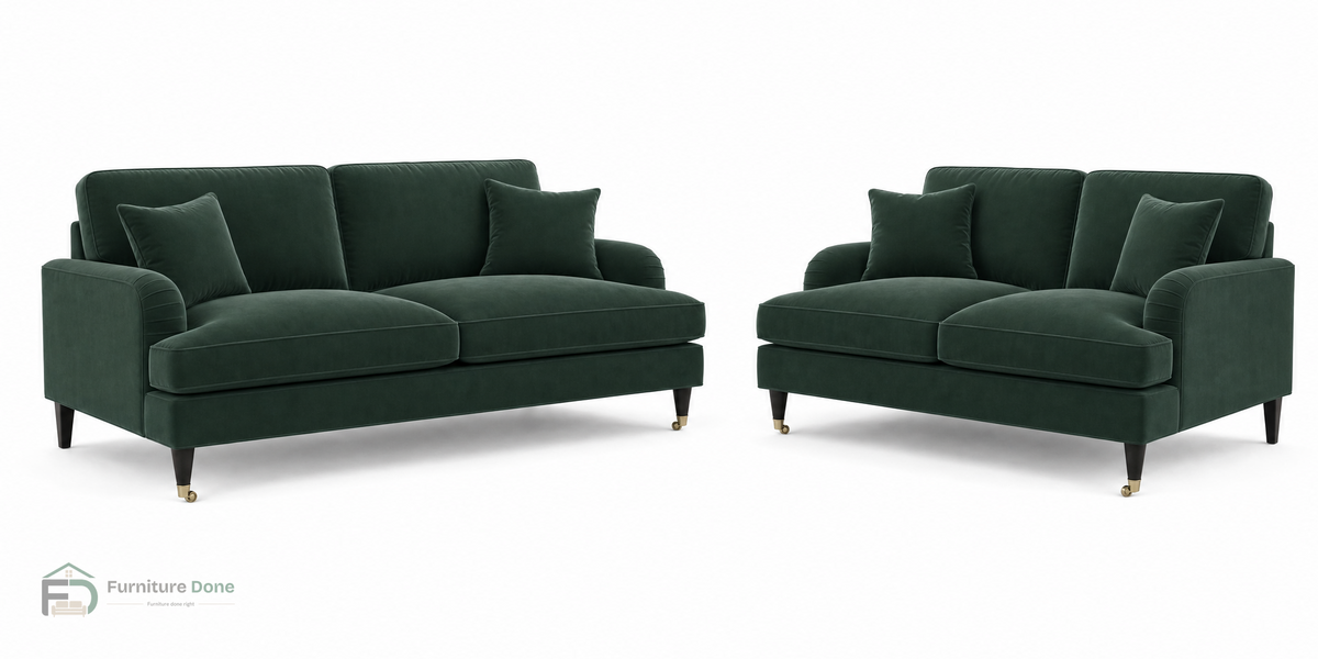 Payton 3+2 Sofa Set in Plush Velvet Green — Furniture Done