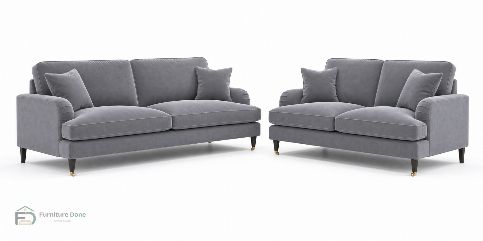 Payton 3+2 Sofa Set in Plush Velvet Grey — Furniture Done