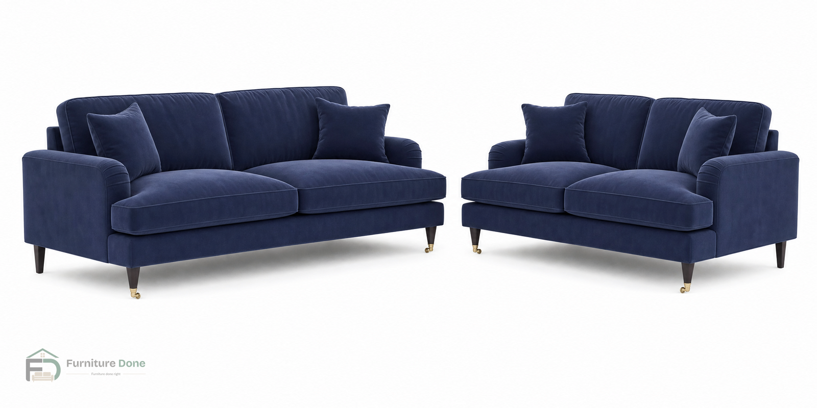 Payton 3+2 Sofa Set in Plush Velvet Navy — Furniture Done