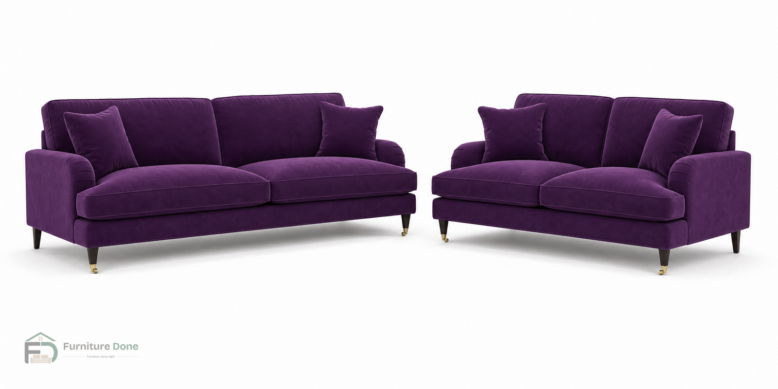 Payton 3+2 Sofa Set in Plush Velvet Purple — Furniture Done
