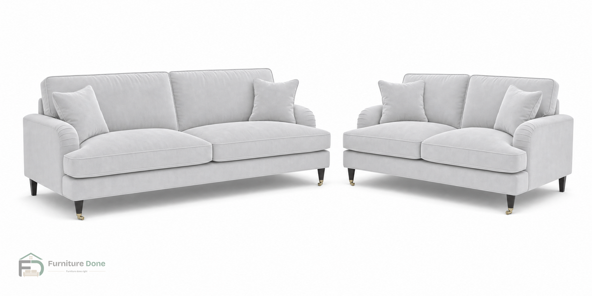 Payton 3+2 Sofa Set in Plush Velvet Silver — Furniture Done