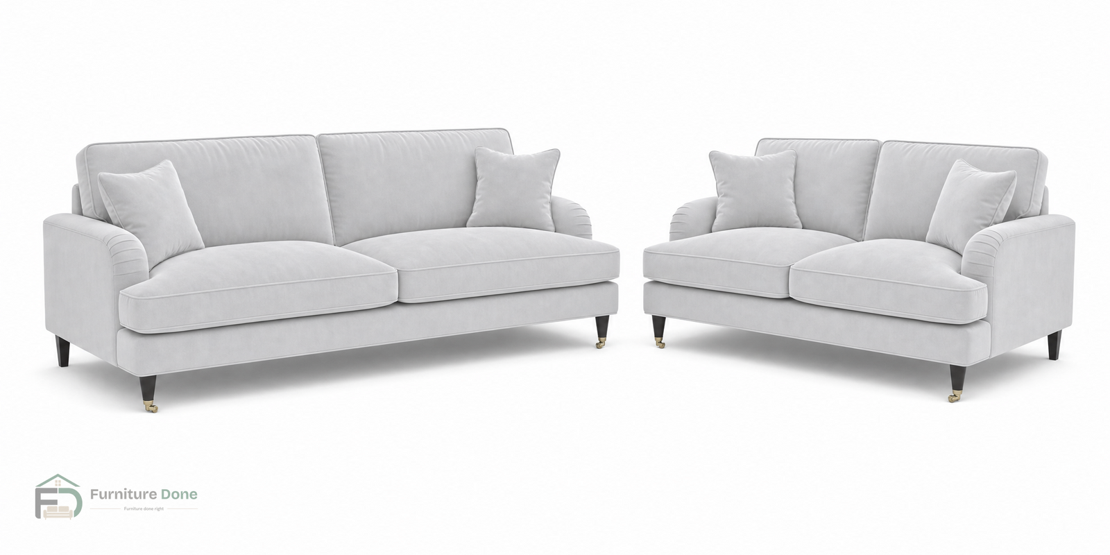 Payton 3+2 Sofa Set in Plush Velvet Silver — Furniture Done