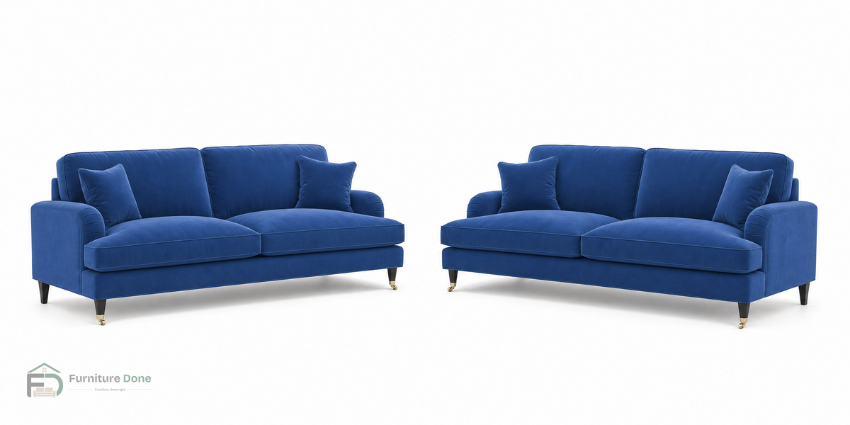 Payton 3+3 Sofa Set in Plush Velvet Blue — Furniture Done