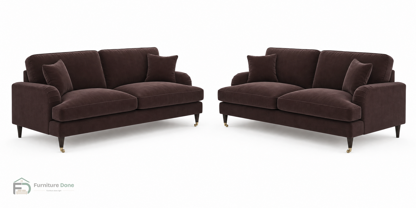 Payton 3+3 Sofa Set in Plush Velvet Brown — Furniture Done