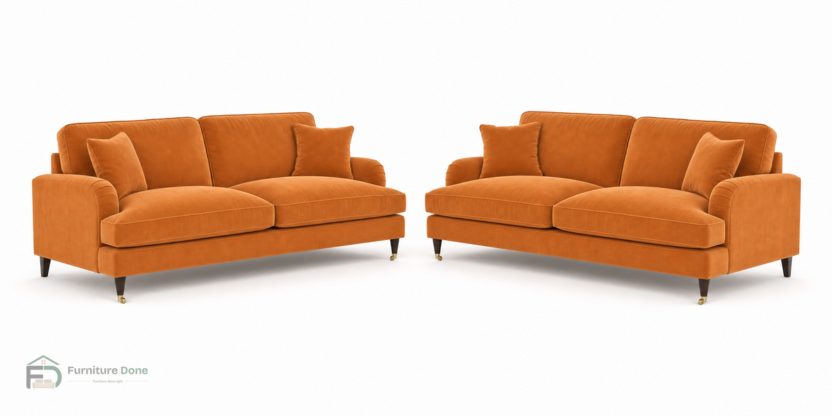 Payton 3+3 Sofa Set in Plush Velvet Burnt Orange — Furniture Done