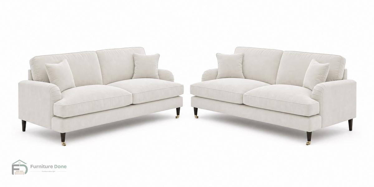 Payton 3+3 Sofa Set in Plush Velvet Cream — Furniture Done