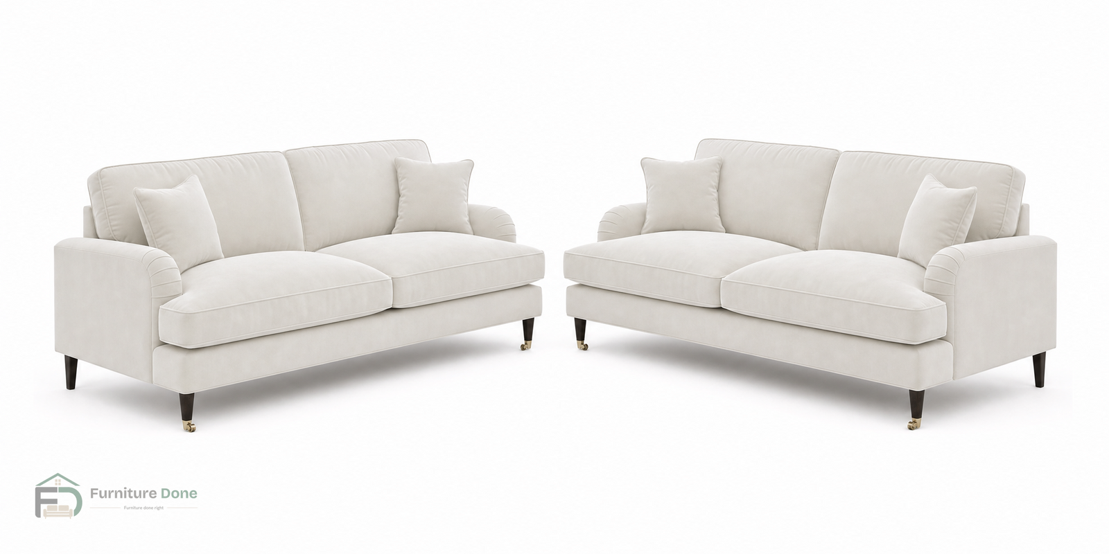 Payton 3+3 Sofa Set in Plush Velvet Cream — Furniture Done