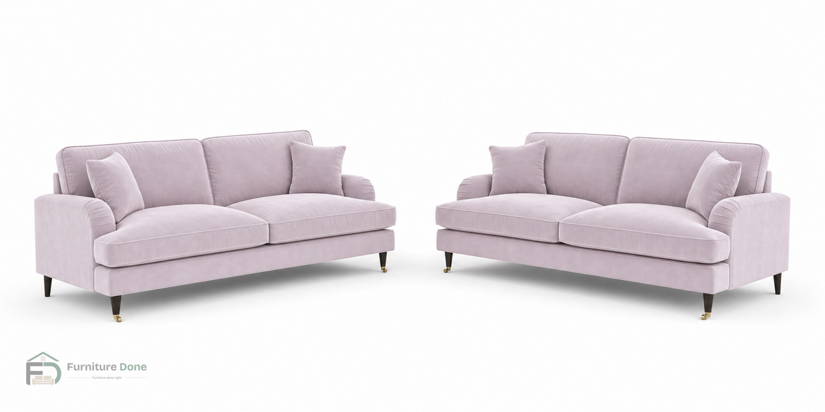 Payton 3+3 Sofa Set in Plush Velvet Dusty Pink — Furniture Done