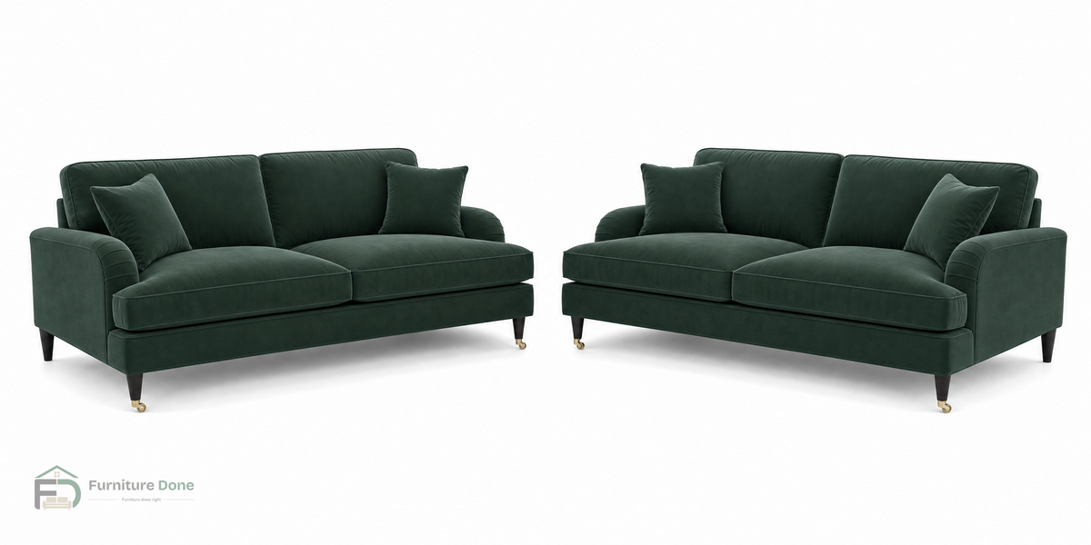 Payton 3+3 Sofa Set in Plush Velvet Green — Furniture Done