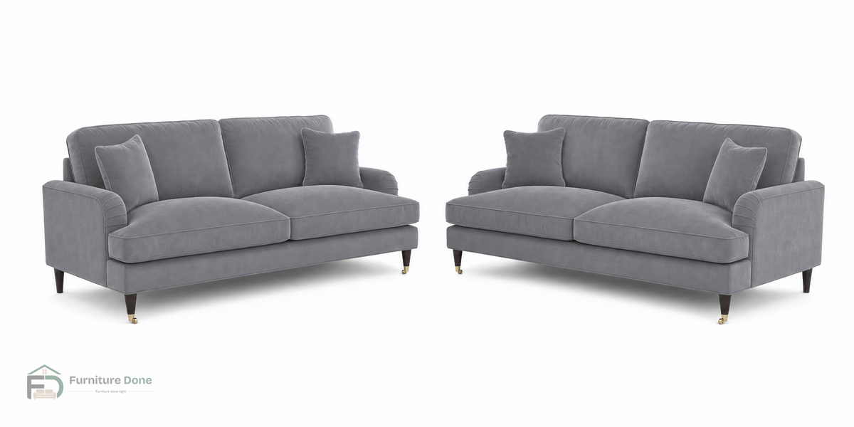 Payton 3+3 Sofa Set in Plush Velvet Grey — Furniture Done