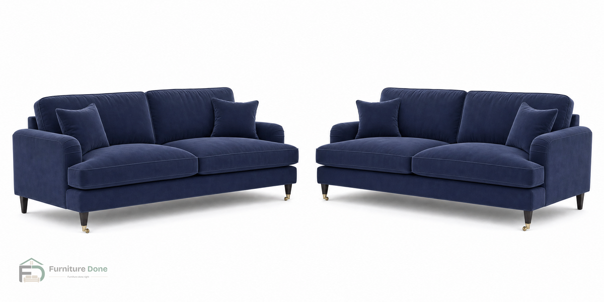 Payton 3+3 Sofa Set in Plush Velvet Navy — Furniture Done