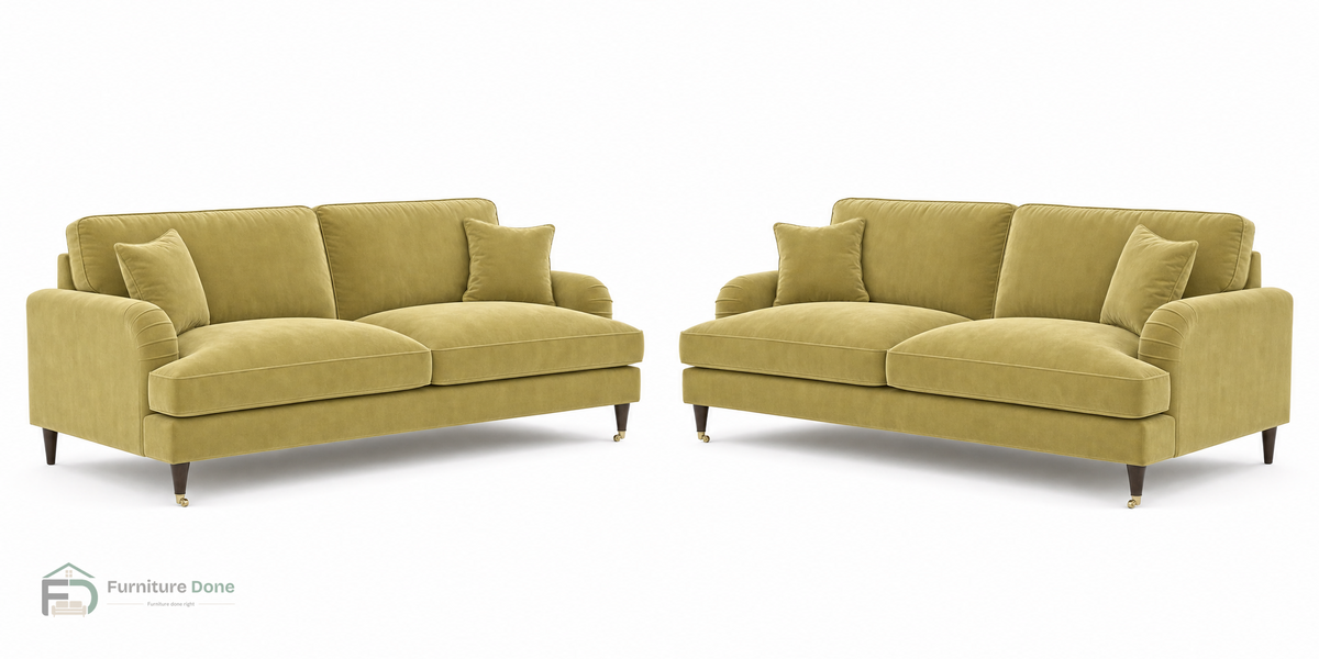 Payton 3+3 Sofa Set in Plush Velvet Olive — Furniture Done
