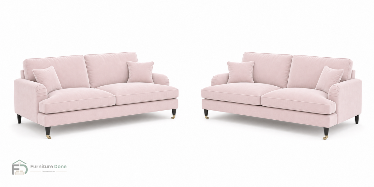 Payton 3+3 Sofa Set in Plush Velvet Pink — Furniture Done