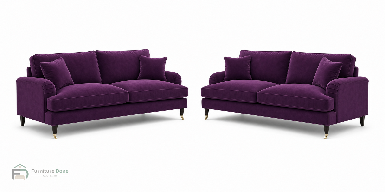 Payton 3+3 Sofa Set in Plush Velvet Purple — Furniture Done