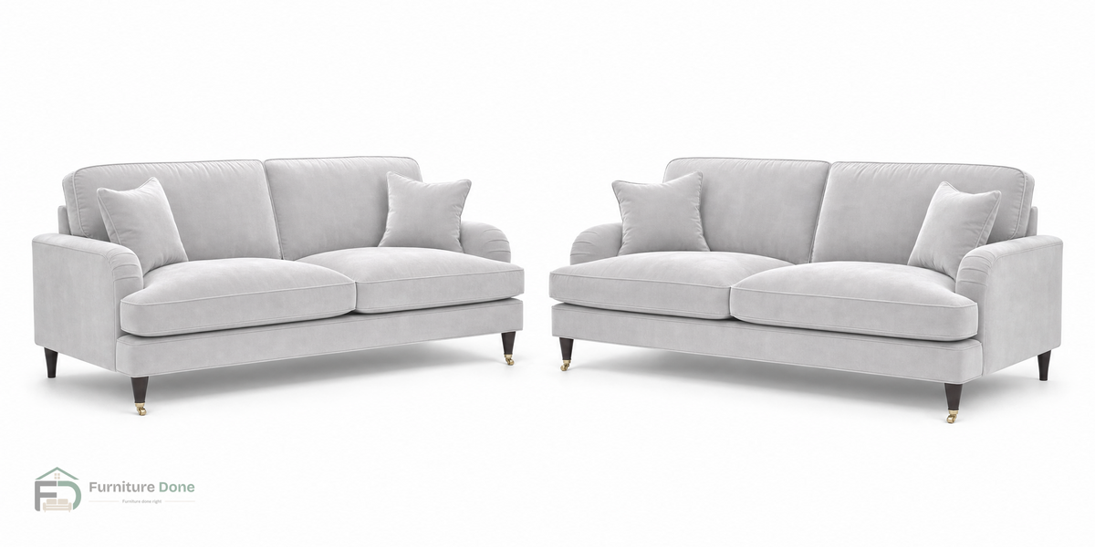 Payton 3+3 Sofa Set in Plush Velvet Silver — Furniture Done