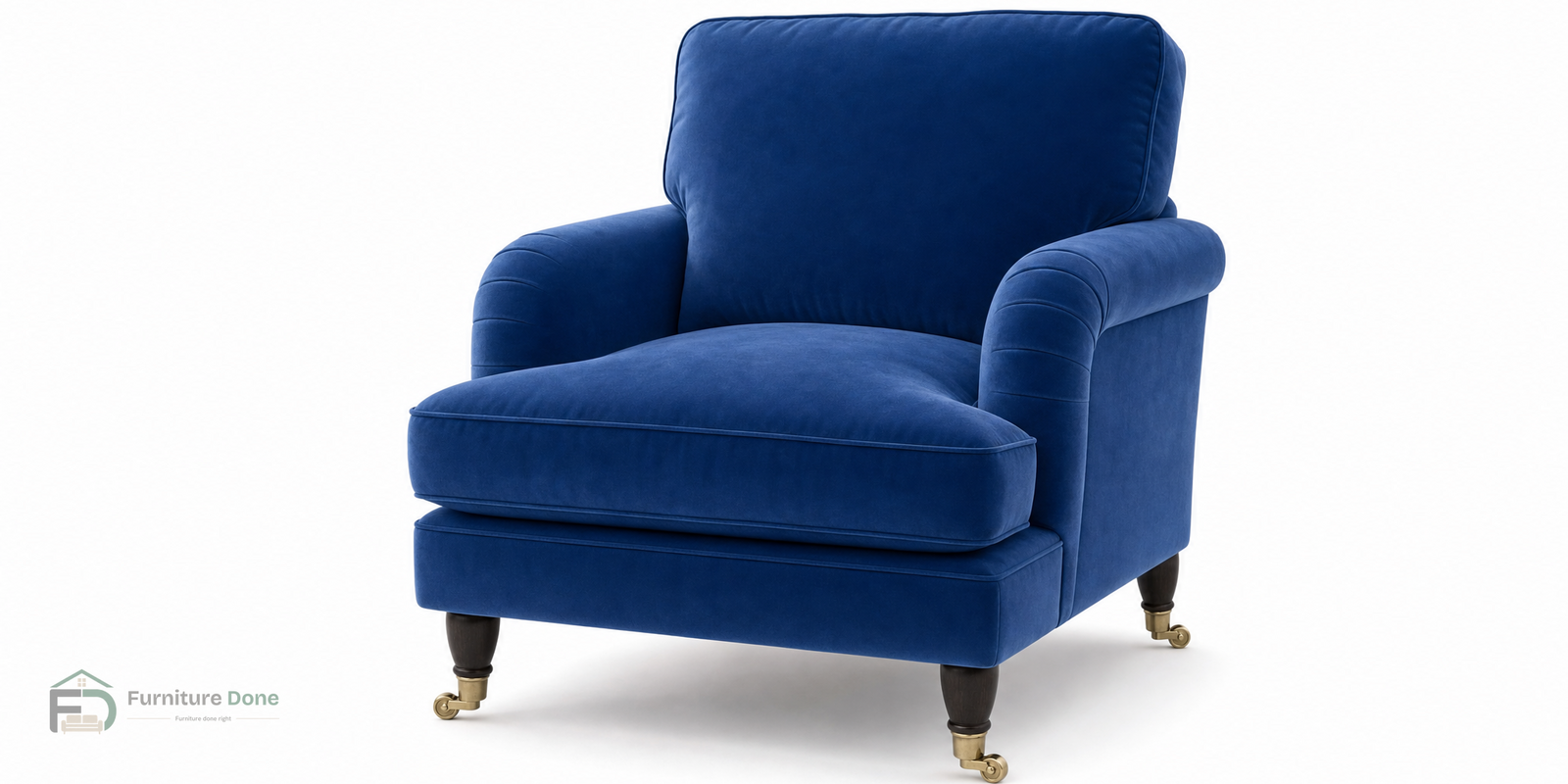 Payton Armchair in Plush Velvet Blue — Furniture Done