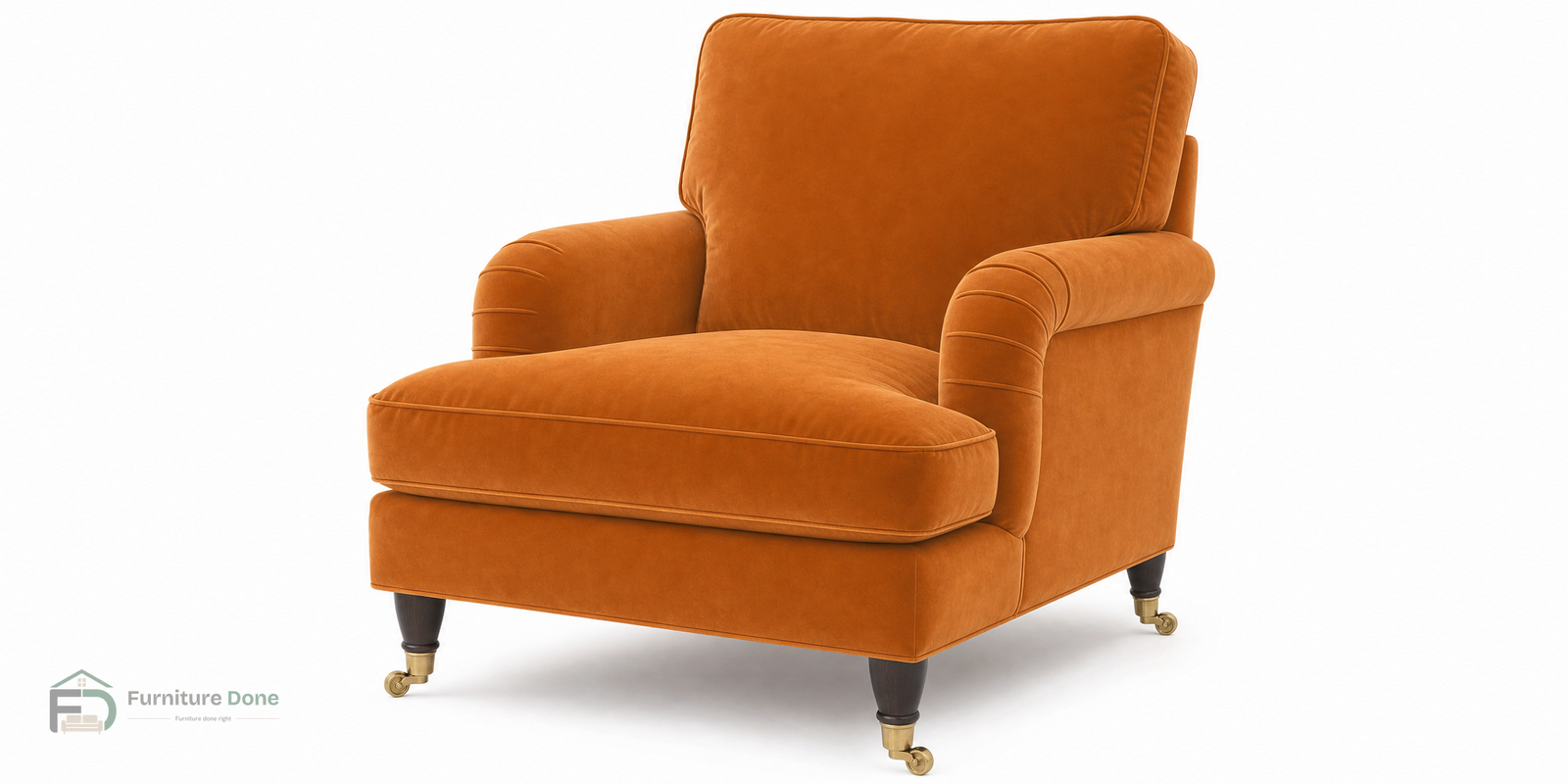 Payton Armchair in Plush Velvet Burnt Orange — Furniture Done