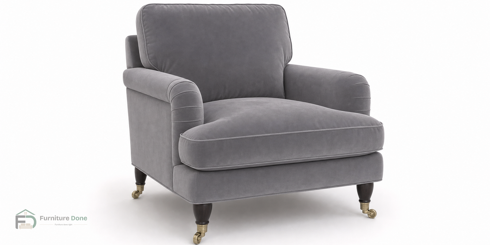 Payton Armchair in Plush Velvet Grey — Furniture Done