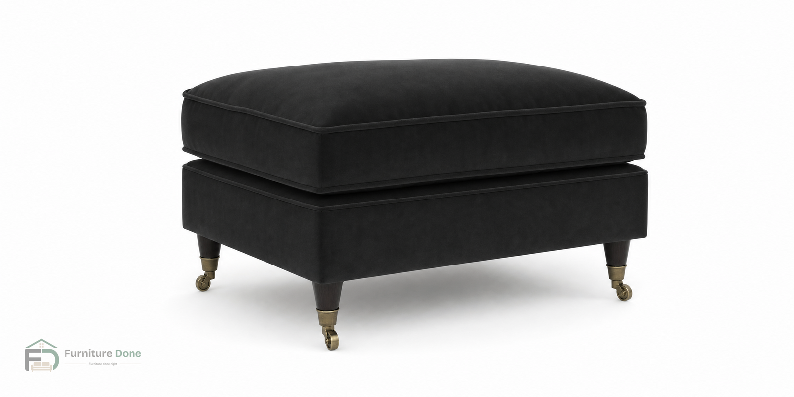 Payton Footstool in Plush Velvet Black — Furniture Done