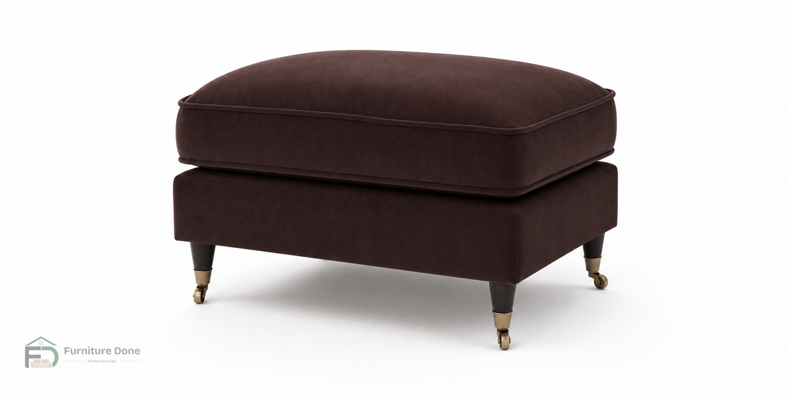 Payton Footstool in Plush Velvet Brown — Furniture Done