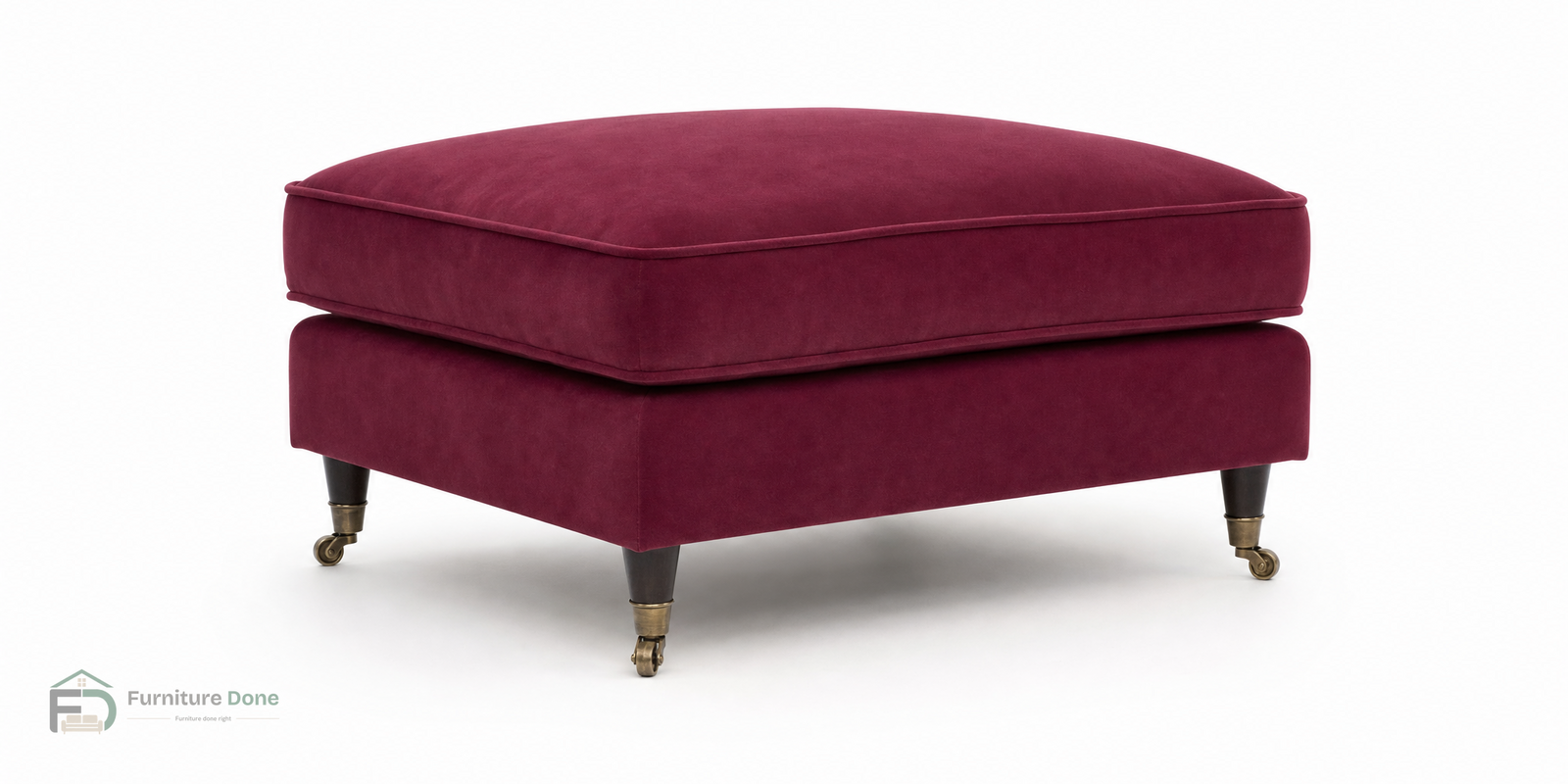 Payton Footstool in Plush Velvet Burgundy — Furniture Done