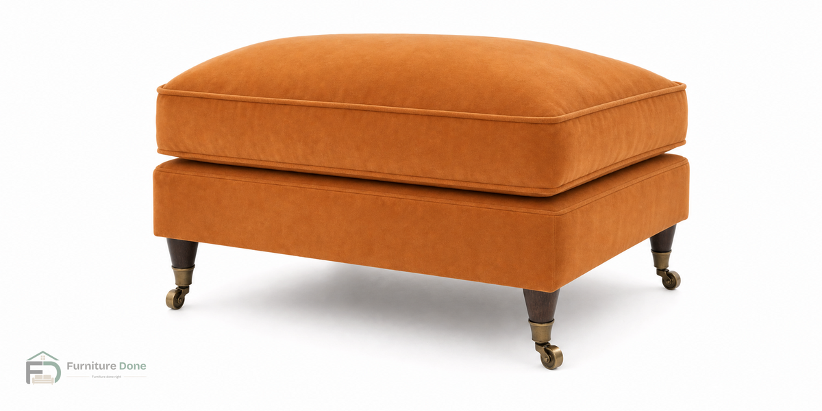 Payton Footstool in Plush Velvet Burnt Orange — Furniture Done