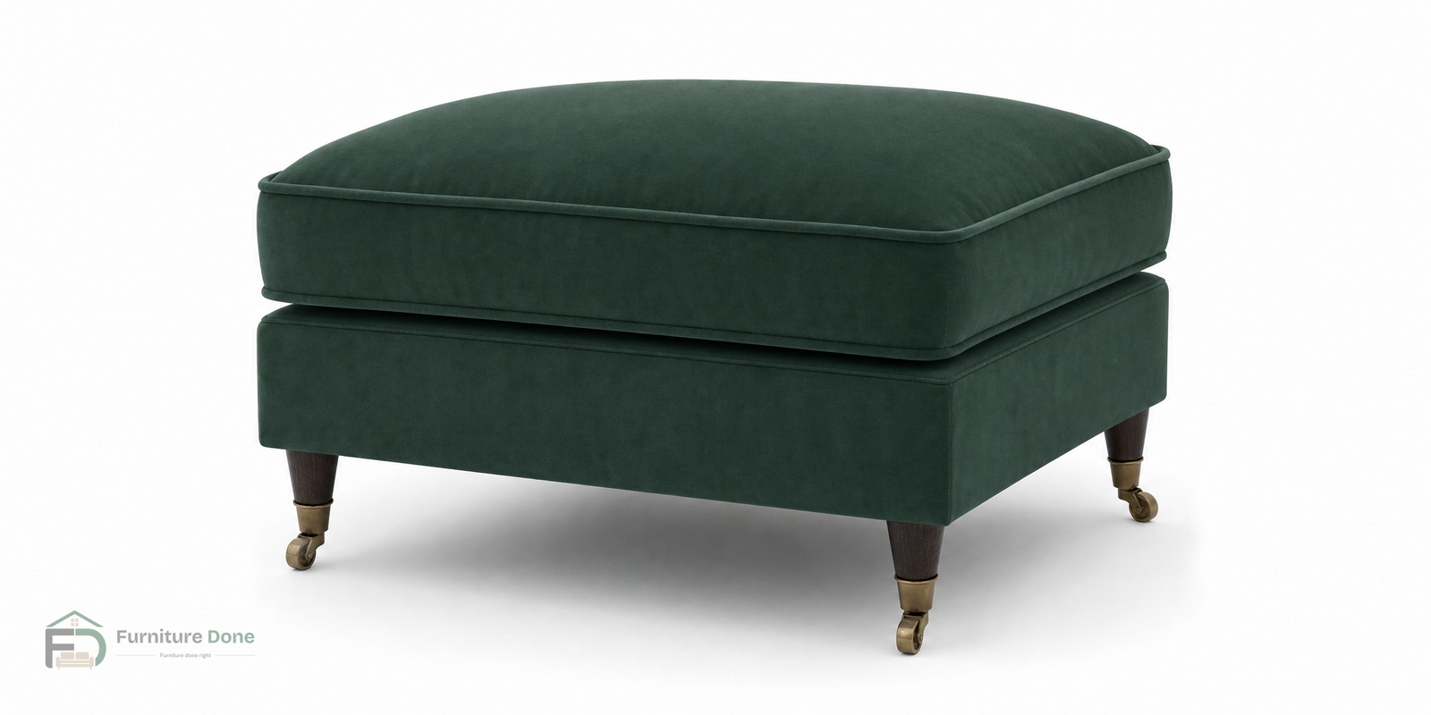 Payton Footstool in Plush Velvet Green — Furniture Done
